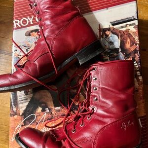 Vintage 80s Red Roy Cooper Leather Lace-Up Boots Western